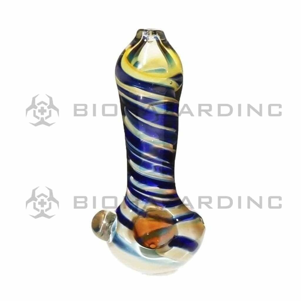 Biohazard Inc Glass Hand Pipe 4" Twisting Hand Pipe - Blue