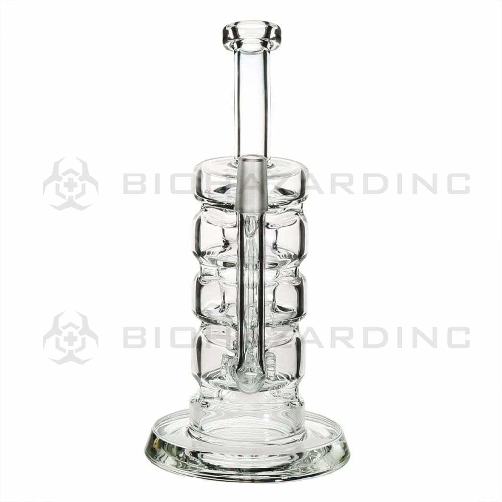 Biohazard Inc Glass Dab Rig 5" Donut Stacker Recycler Stemless Dab Rig 14mm - Clear