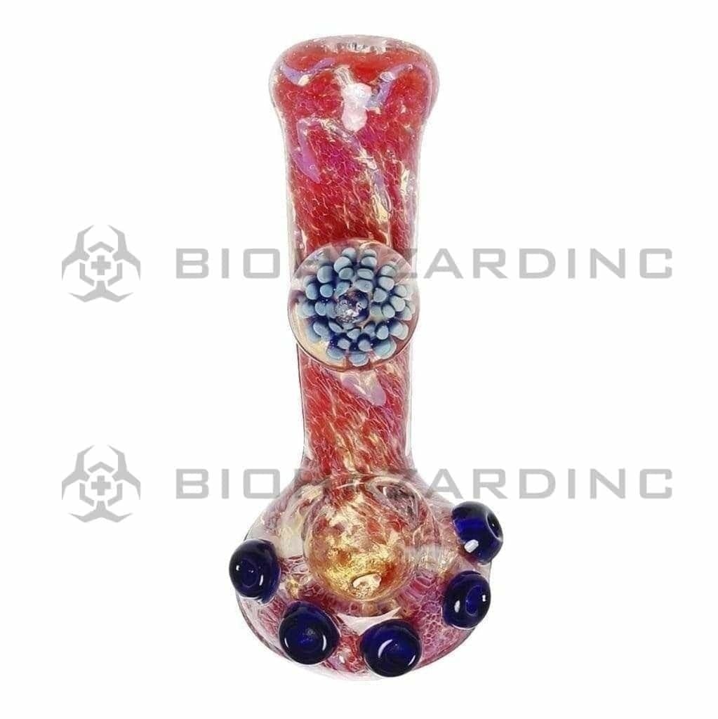 Biohazard Inc Novelty Hand Pipe 5" Fumed Frit w/ Flower Button Hand Pipe - Assorted Colors