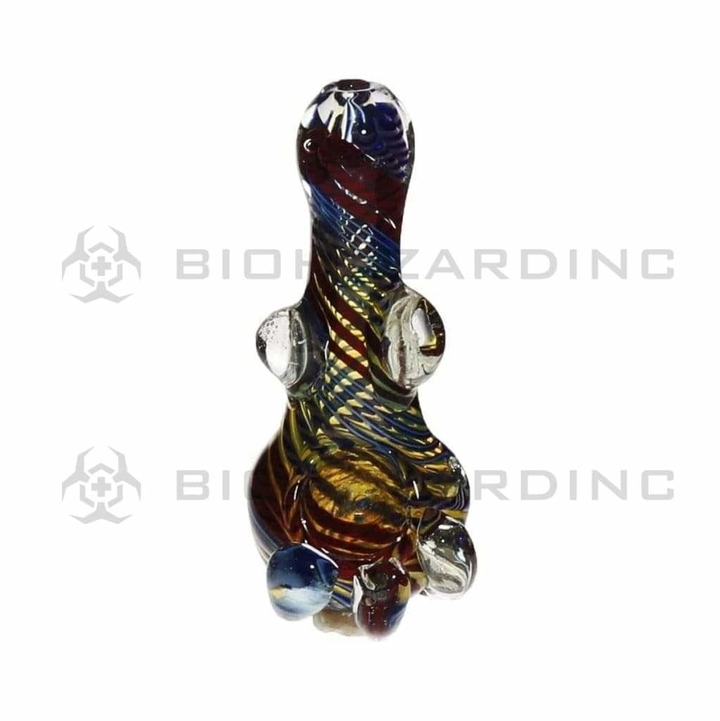 Biohazard Inc Glass Hand Pipe 5" Lattacino Hand Pipe with Marbles - Assorted Colors