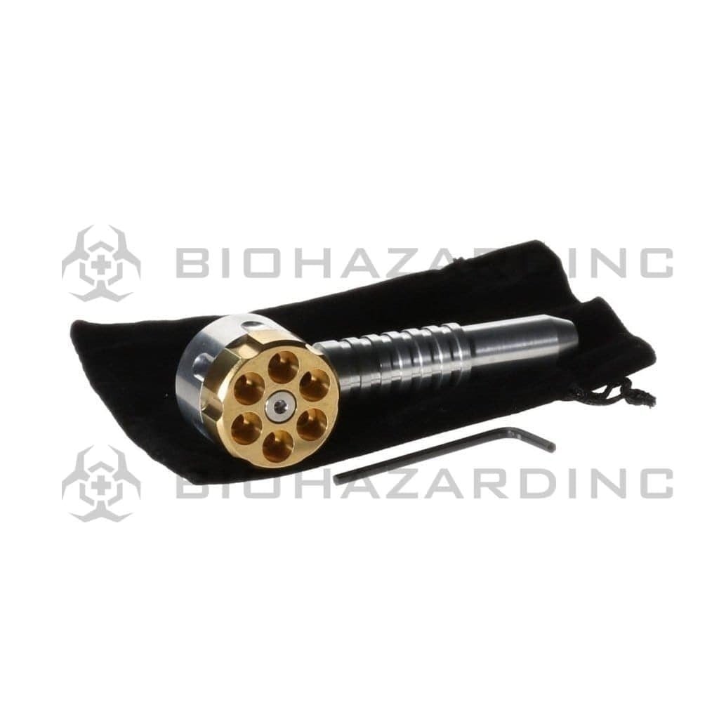Biohazard Inc Metal Hand Pipe 5" Metal Six Shooter Pipe