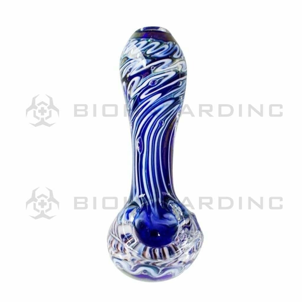 Biohazard Inc Glass Hand Pipe 5" Ocean Lined Hand Pipe - Multi Color