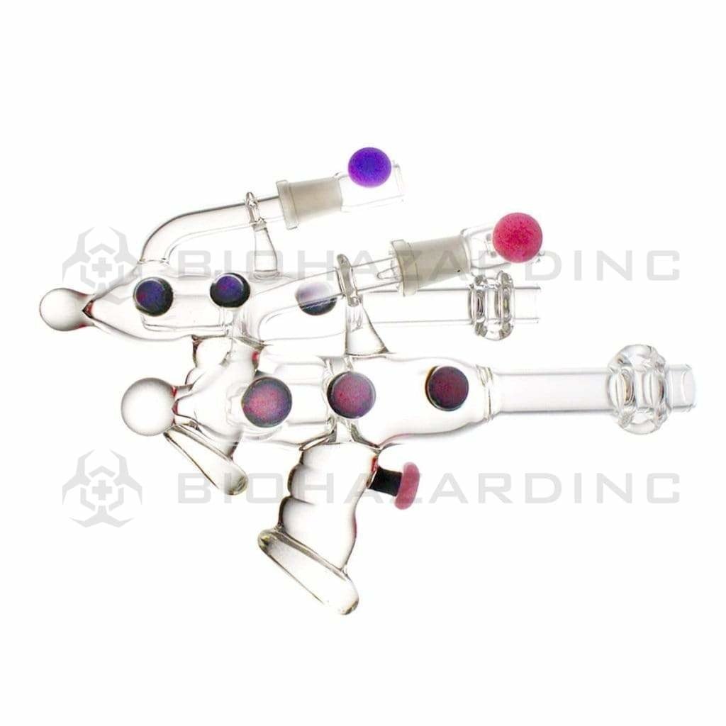 Biohazard Inc Glass Bubbler 6"-7" Ray Gun Stemless Novelty Pipe with Color - 10mm Fitting