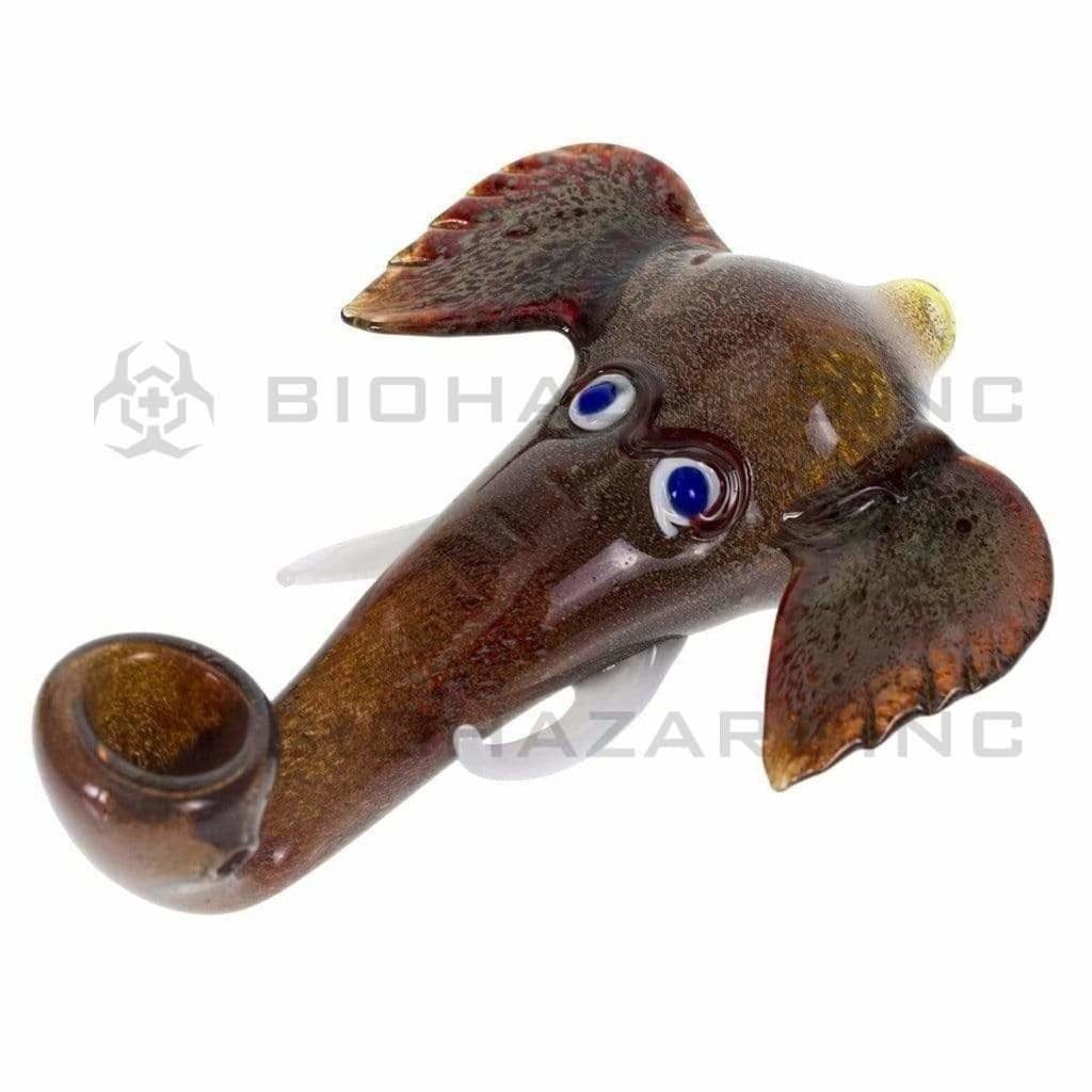 Biohazard Inc Novelty Hand Pipe 6" Fritted Elephant Head Hand Pipe - Multi Color