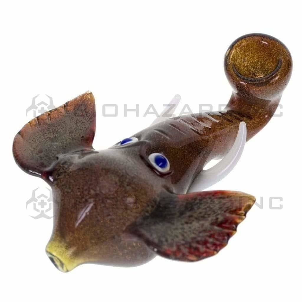 Biohazard Inc Novelty Hand Pipe 6" Fritted Elephant Head Hand Pipe - Multi Color