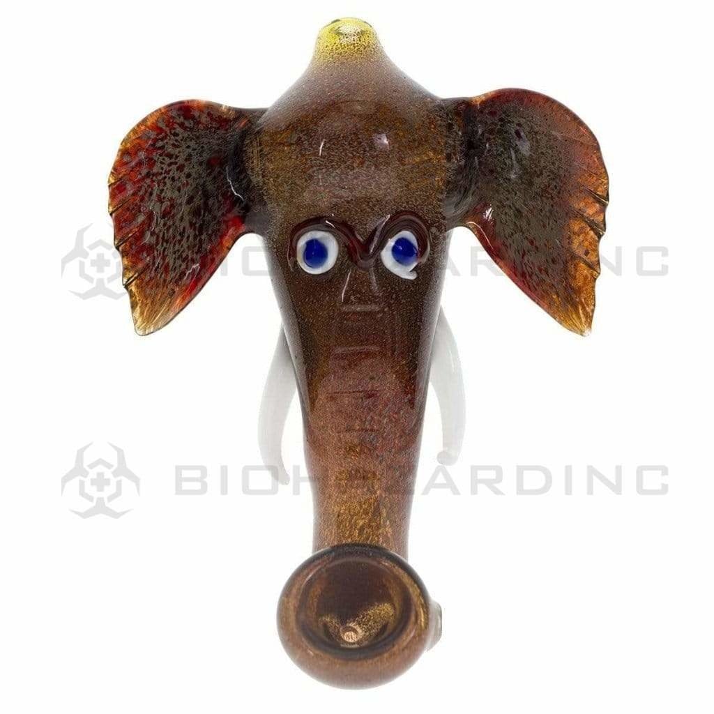 Biohazard Inc Novelty Hand Pipe 6" Fritted Elephant Head Hand Pipe - Multi Color