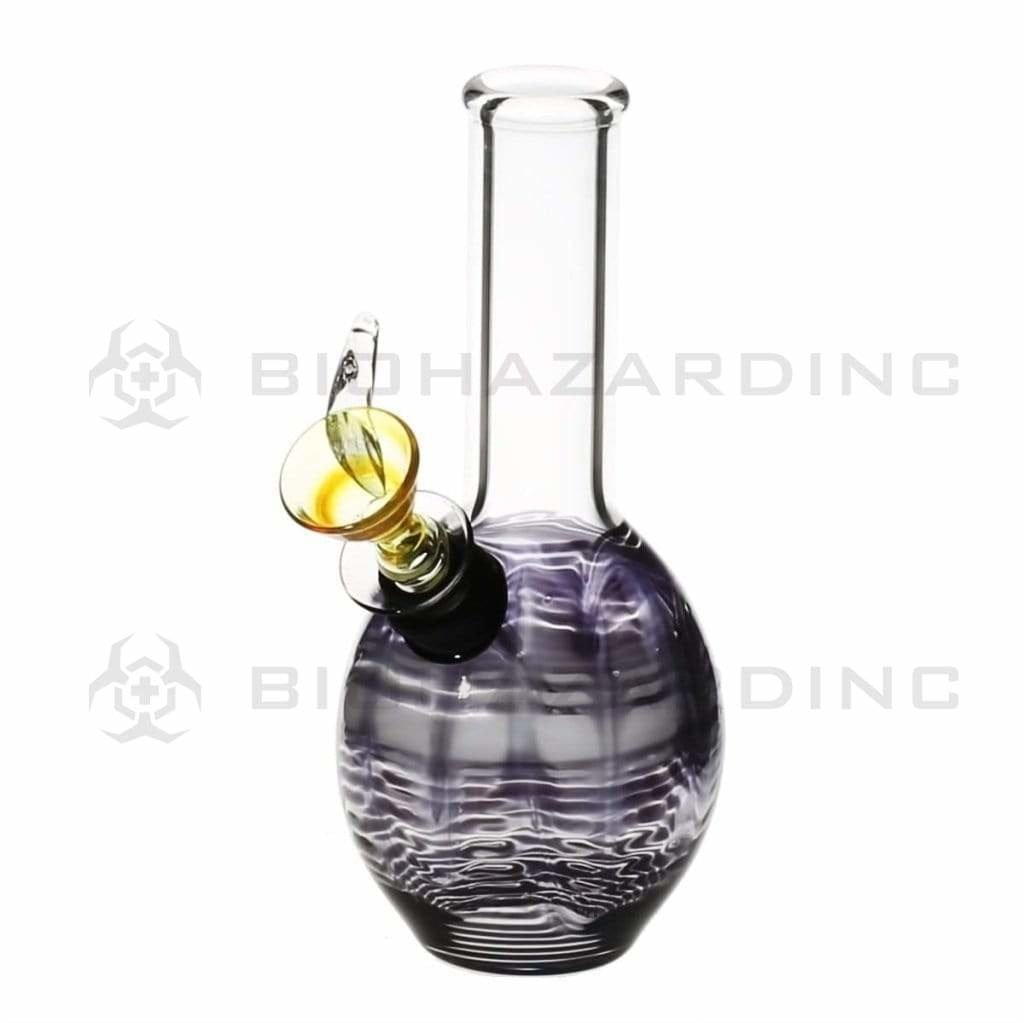 Biohazard Inc Glass Bong 6" Mini Round Water Pipe w/ Slide - Black Rake