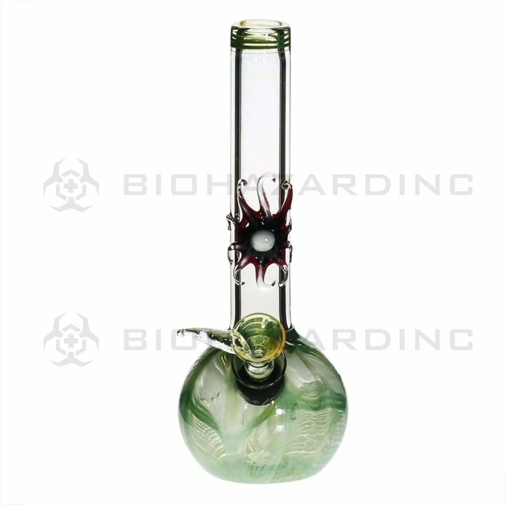 Biohazard Inc Glass Bong 7" Design Water Pipe w/ Slide - Green Rake