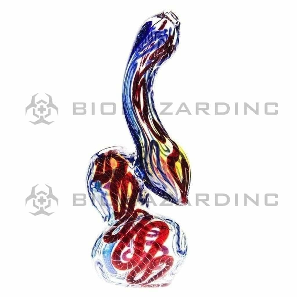 Biohazard Inc Glass Bubbler 7" Standing Sherlock Dichro Latticino Bubbler - Assorted Colors