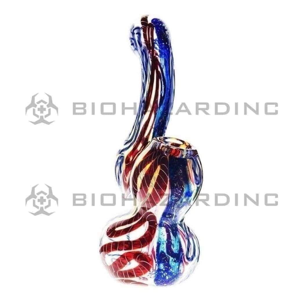 Biohazard Inc Glass Bubbler 7" Standing Sherlock Dichro Latticino Bubbler - Assorted Colors
