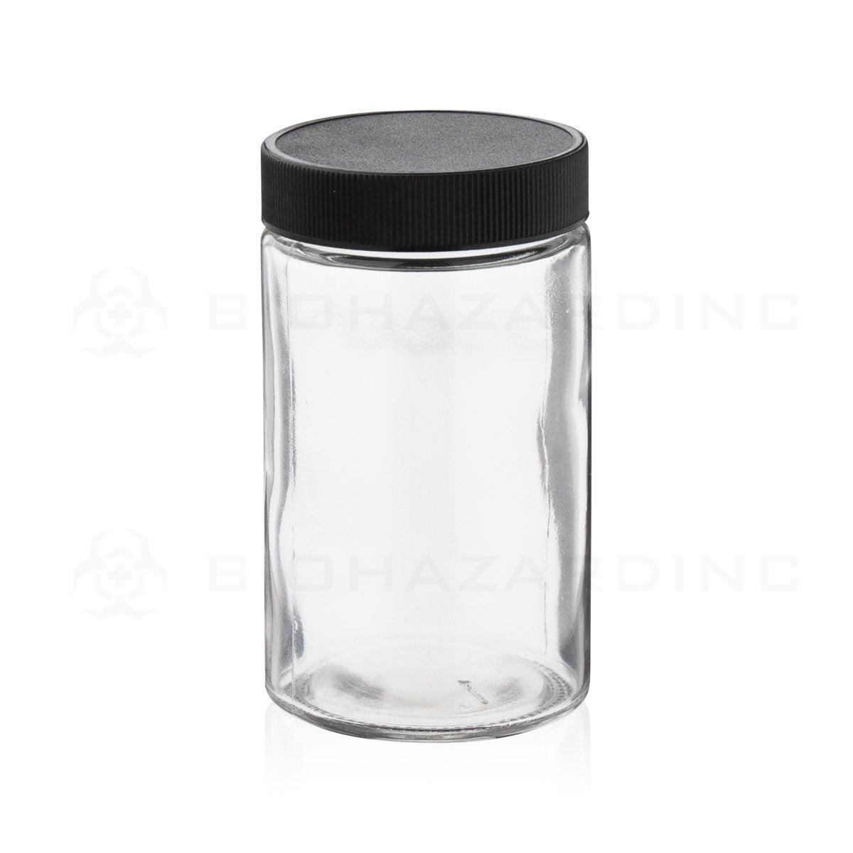 10 oz Clear Glass Jars | Matte Ribbed Black Caps Included | 36 Count