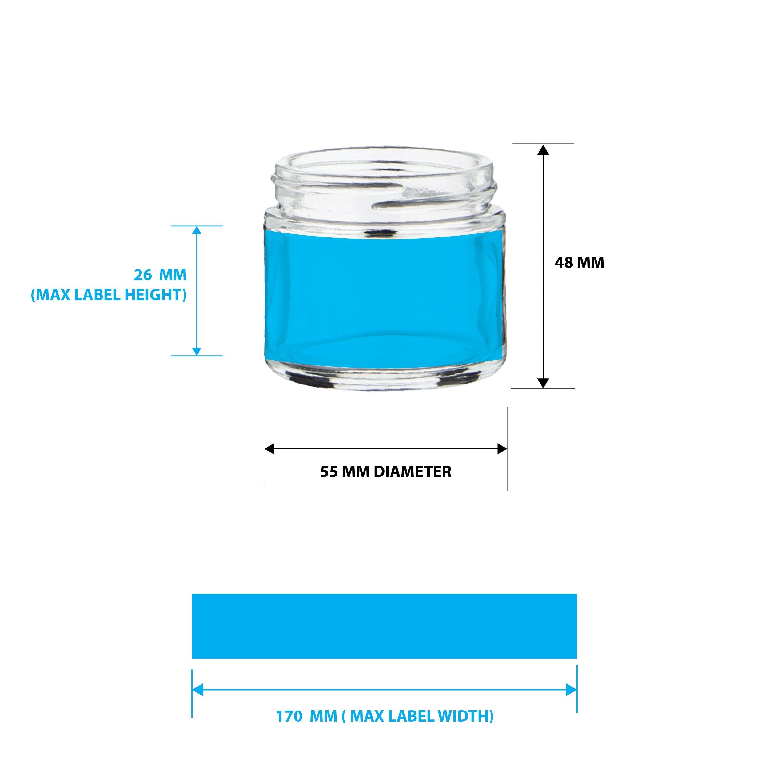 2 oz Straight Sided Clear Glass Jars | 16 Dram - 53mm | 168 Count