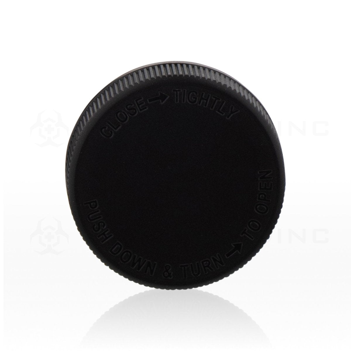 Black Ribbed Plastic Cap | 53mm | Child Resistant