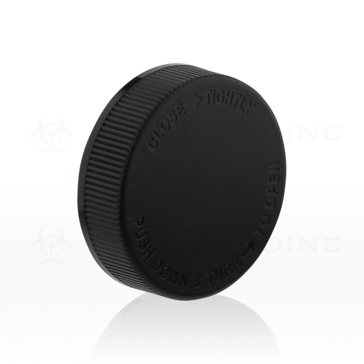 Black Ribbed Plastic Cap | 53mm | Child Resistant
