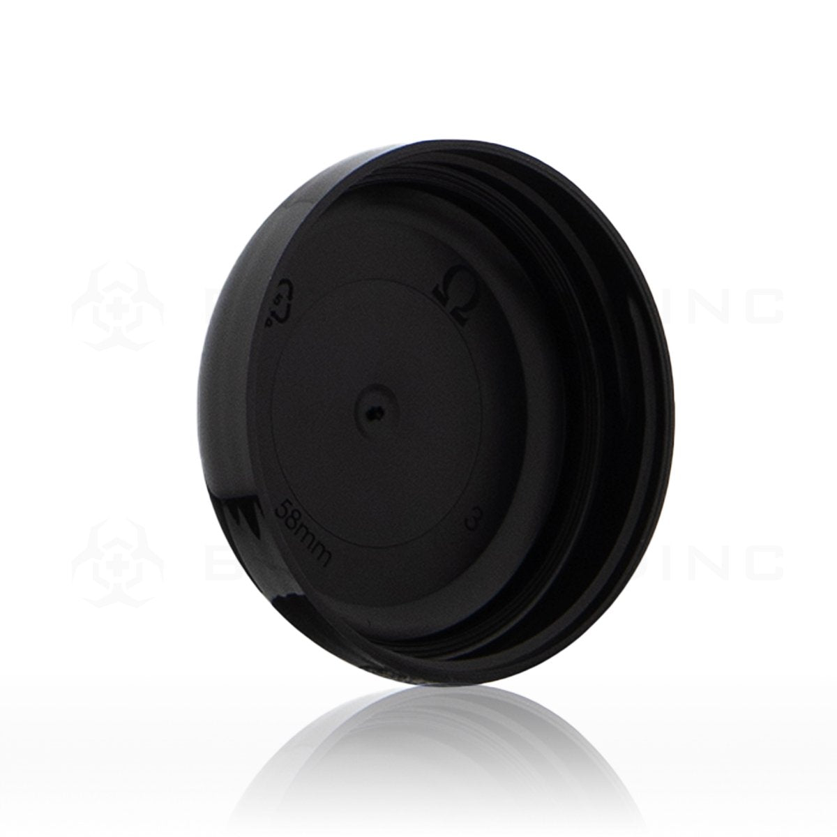 Black Gloss Unlined Plastic Half Dome Cap | 58mm
