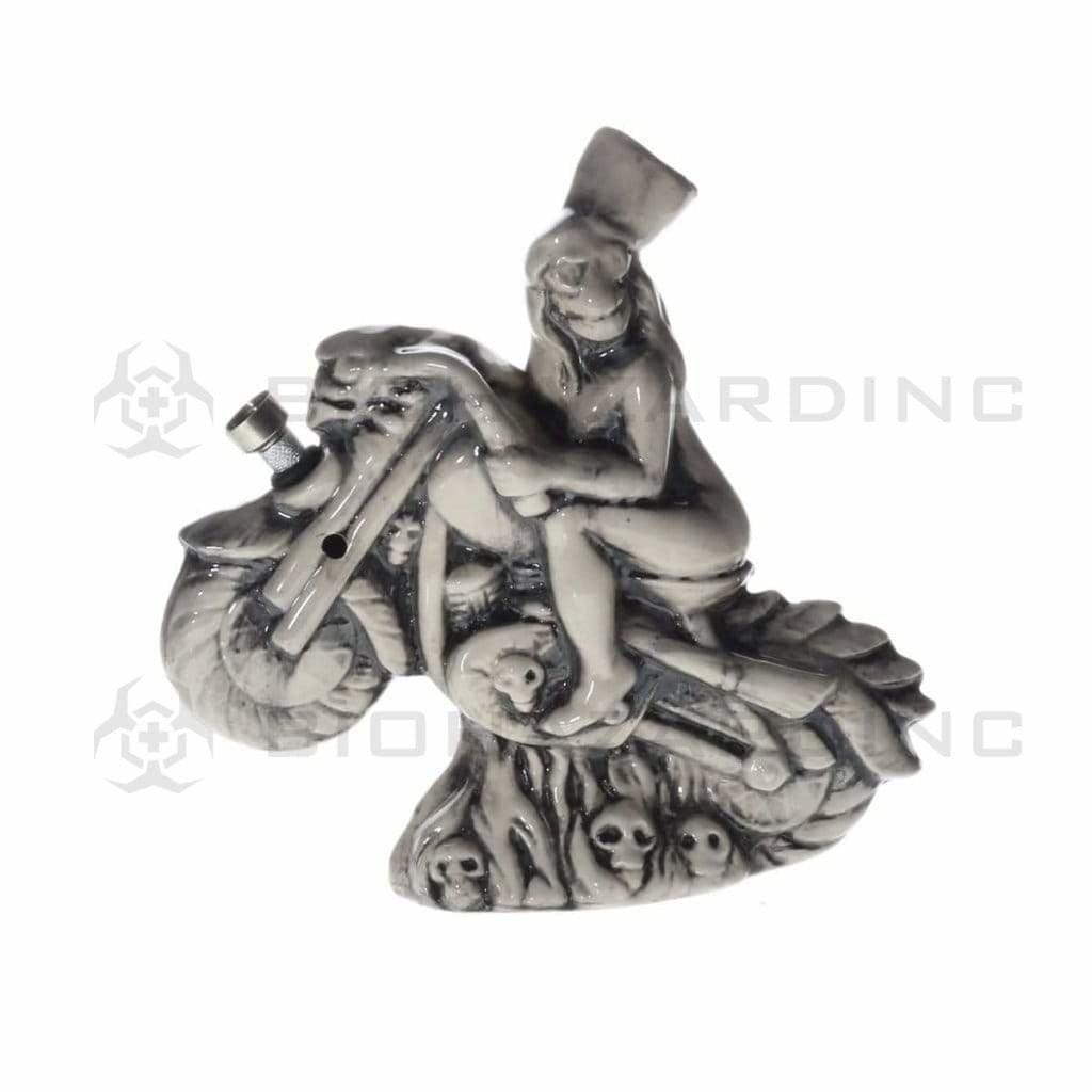 Biohazard Inc Ceramic Bong 8.5" Motorcycle Rider Ceramic Water Pipe - Assorted Colors
