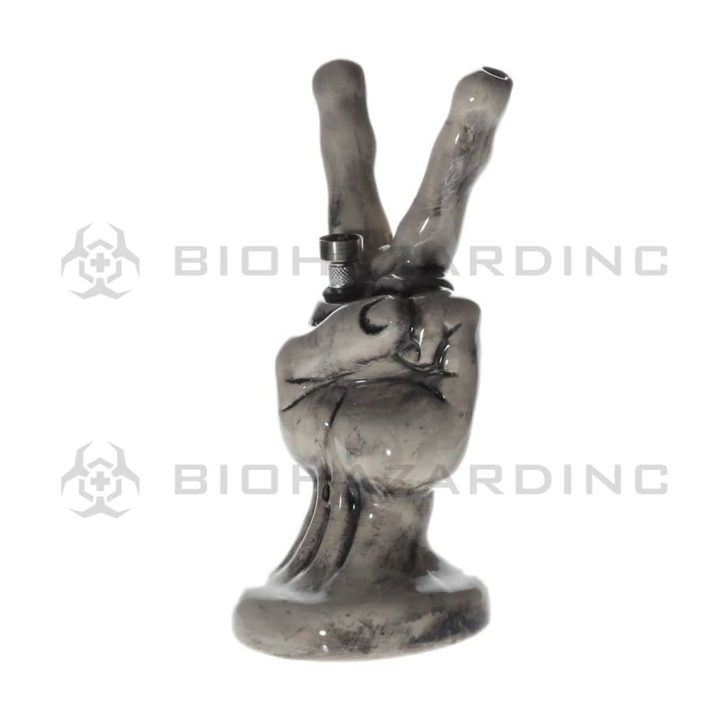 Biohazard Inc Ceramic Bong 8.5" Peace Hand Gesture Ceramic Water Pipe - Assorted Colors