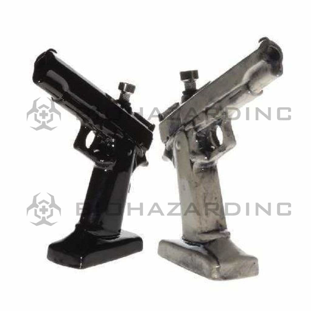 Biohazard Inc Ceramic Bong 8.5" Standing Pistol Ceramic Water Pipe - Assorted Colors