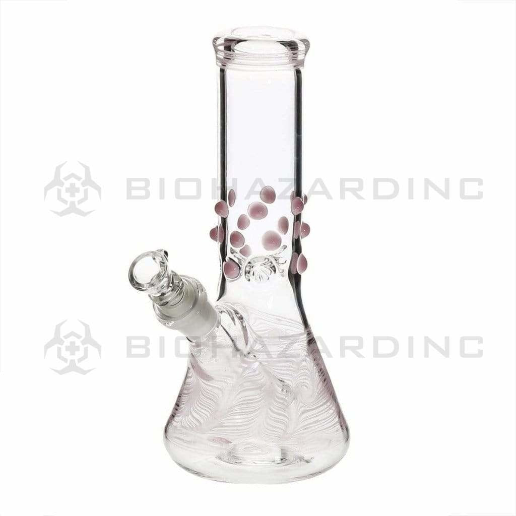 Biohazard Inc Glass Bong 8" Beaker Water Pipe w/ Marbles - Pink Rake