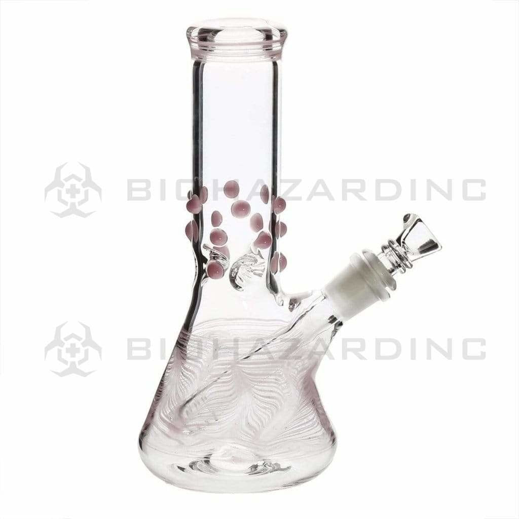 Biohazard Inc Glass Bong 8" Beaker Water Pipe w/ Marbles - Pink Rake