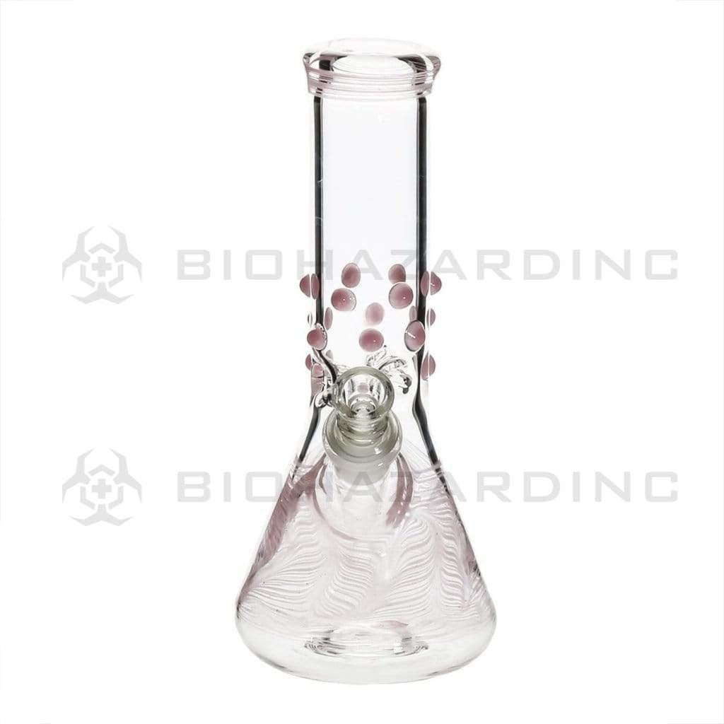 Biohazard Inc Glass Bong 8" Beaker Water Pipe w/ Marbles - Pink Rake