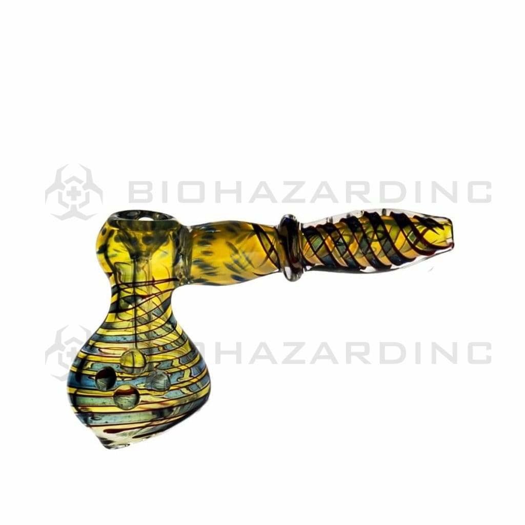 Biohazard Inc Glass Bubbler 8" Dichro Swirl Hammer Bubbler