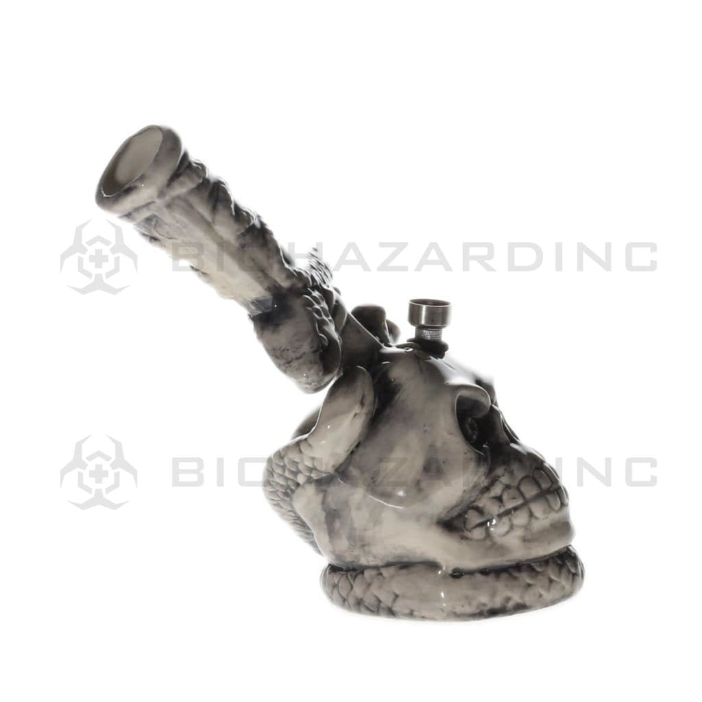 Biohazard Inc Ceramic Bong 8" Large Sword Through Skull Ceramic Water Pipe