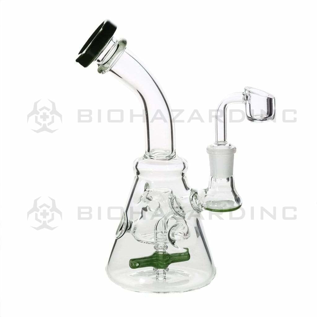 Biohazard Inc Glass Dab Rig 8" Spinner Banger Hanger Beaker w/ Banger - Green
