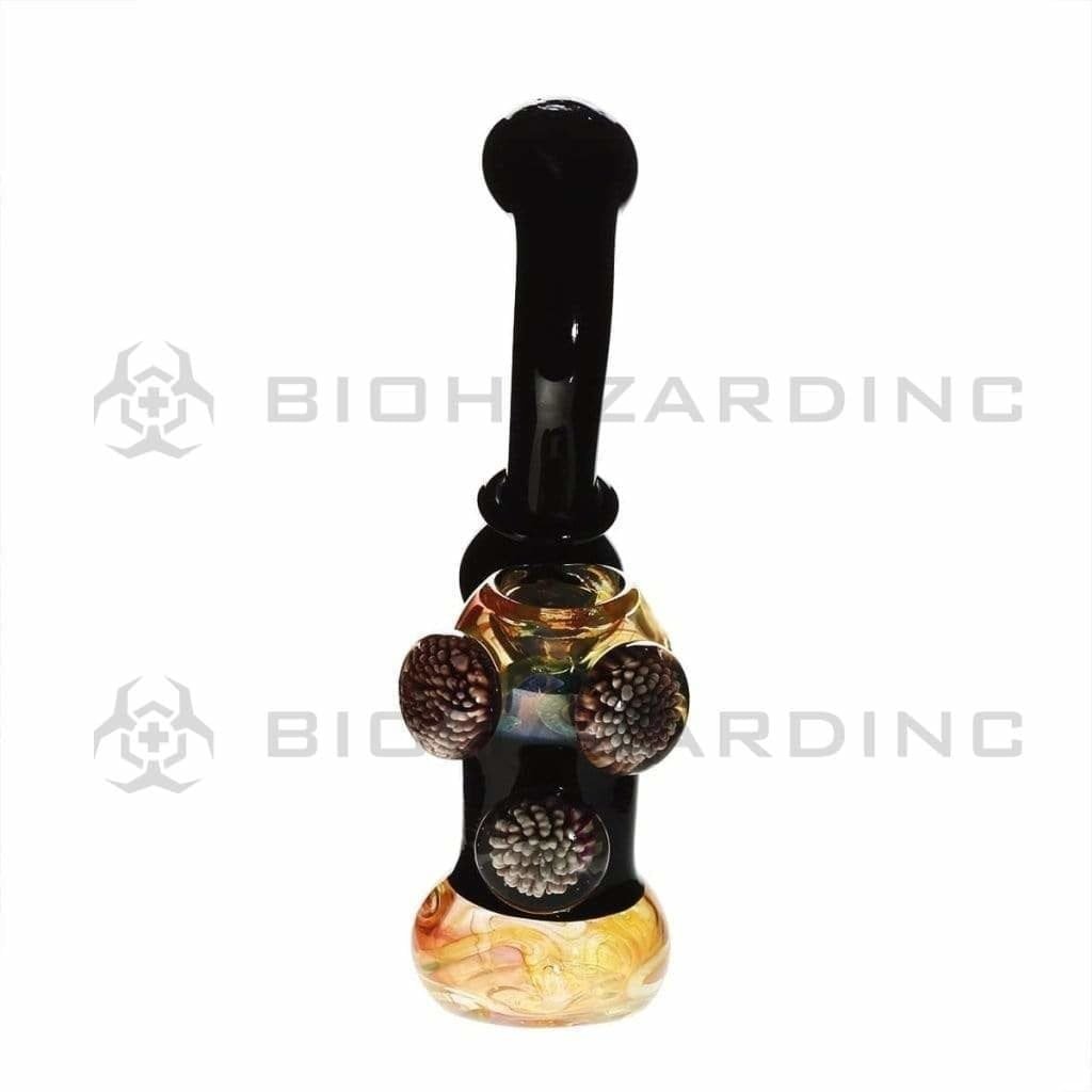 Biohazard Inc Glass Bubbler 8" Standing Sherlock w/ Marbles - Fume & Black Trim