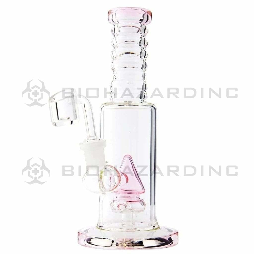 Biohazard Inc Glass Dab Rig 8" Straight Dab Rig w/ Cone Perc & Banger - Pink