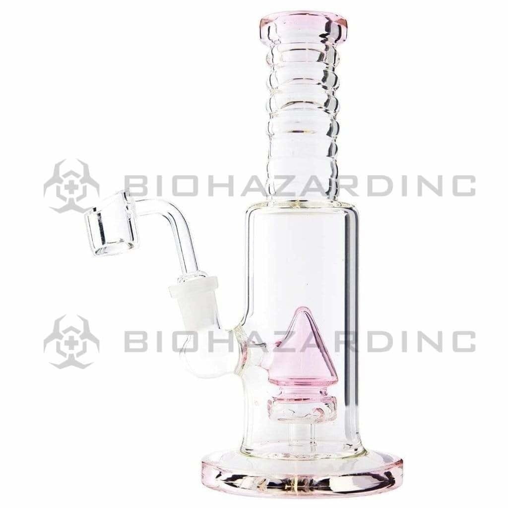 Biohazard Inc Glass Dab Rig 8" Straight Dab Rig w/ Cone Perc & Banger - Pink