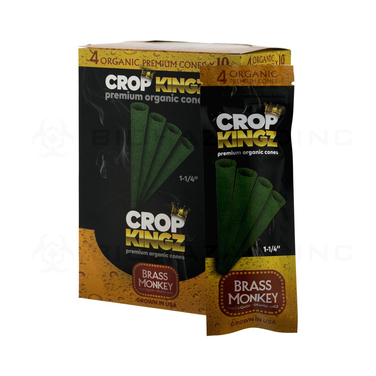 CROP KINGZ | 1¼ Brass Monkey Organic Premium Cones 4 Packs | 10 Count