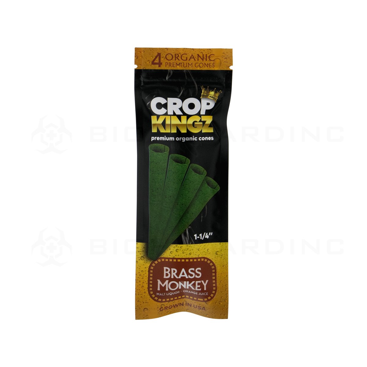CROP KINGZ | 1¼ Brass Monkey Organic Premium Cones 4 Packs | 10 Count