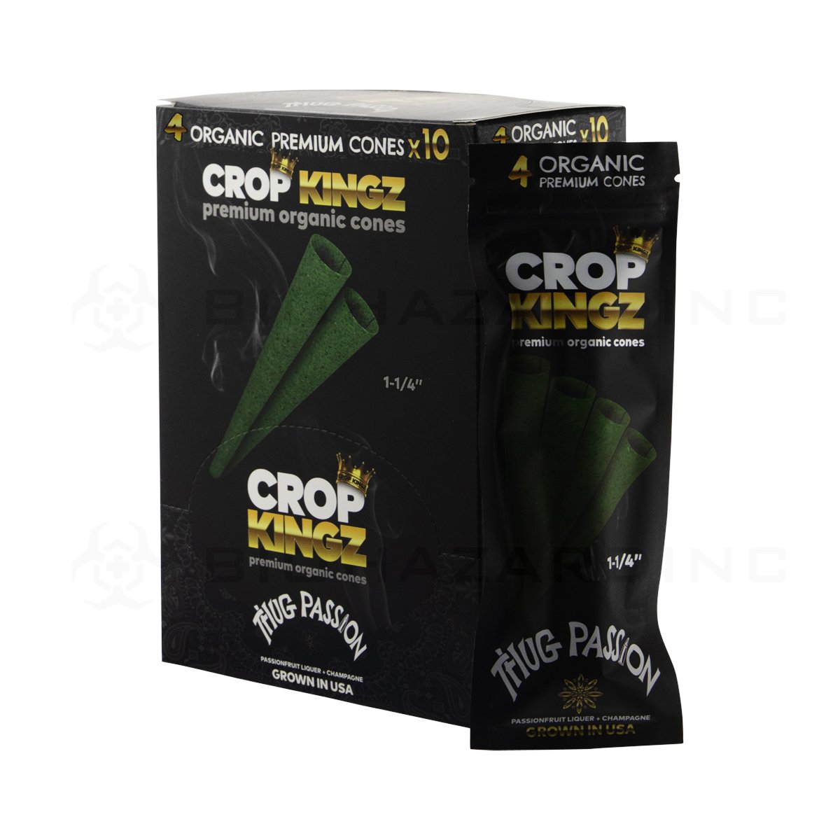 CROP KINGZ | 1¼ Thug Passion Organic Premium Cones 4 Packs | 10 CT