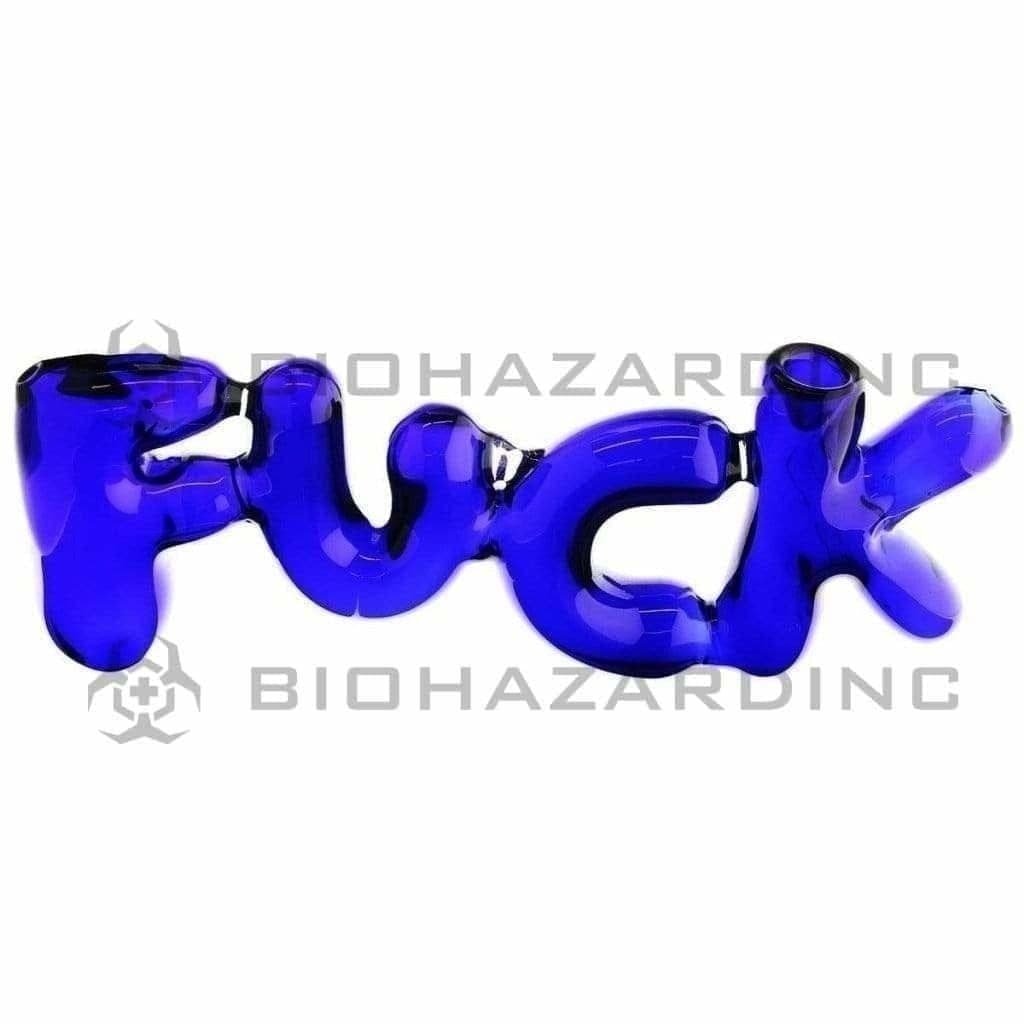 Biohazard Inc Novelty Hand Pipe 9" "FUCK" Novelty Hand Pipe - Blue