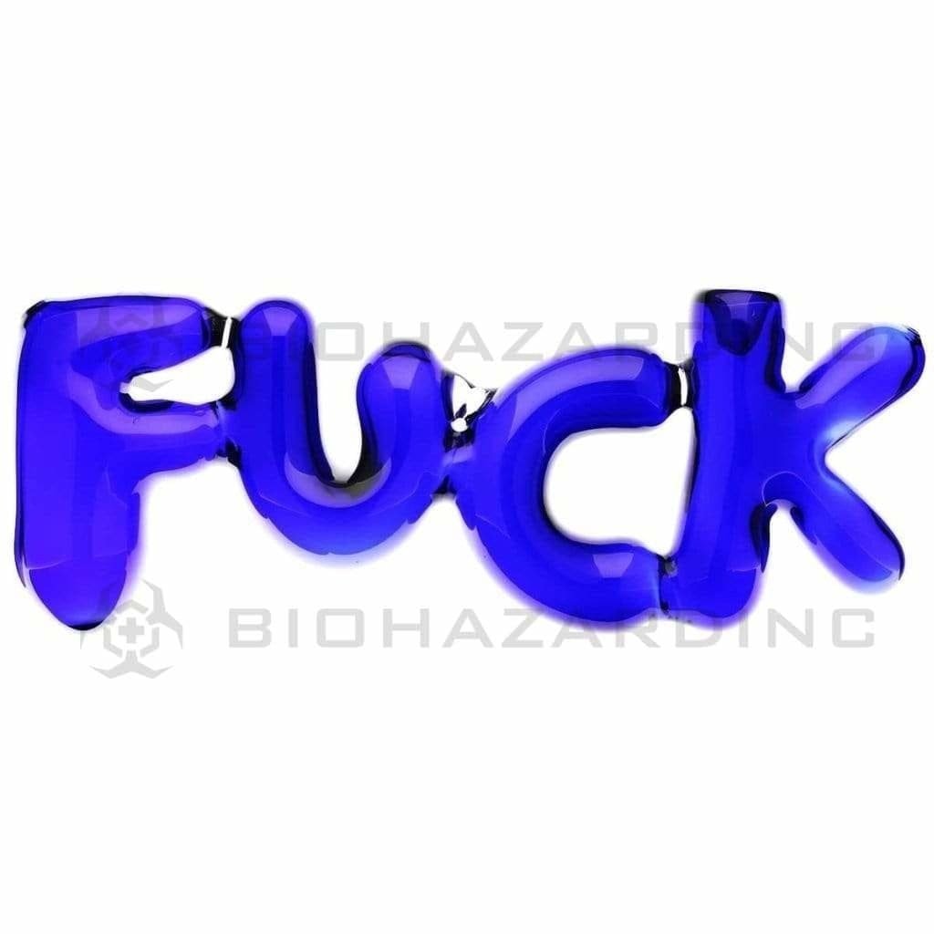 Biohazard Inc Novelty Hand Pipe 9" "FUCK" Novelty Hand Pipe - Blue