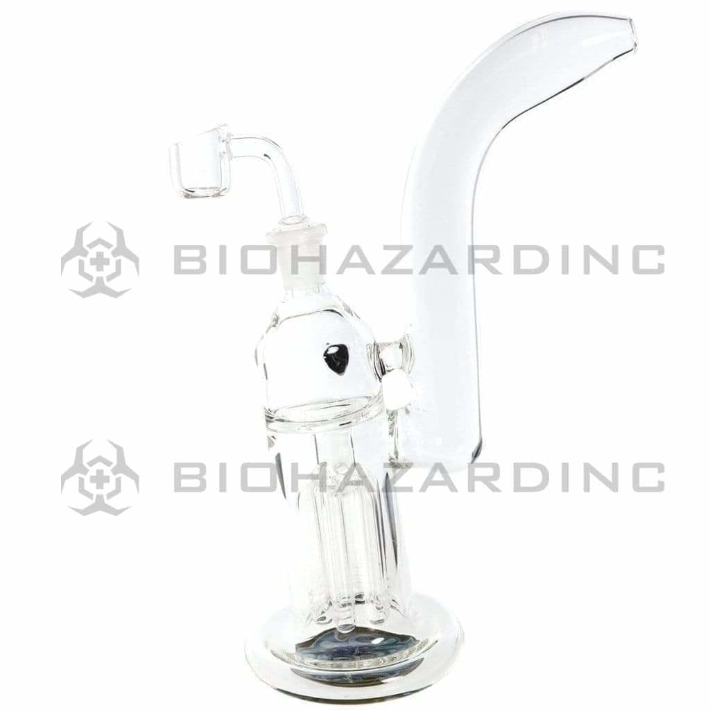 Biohazard Inc Glass Bubbler 9" Rig with 6 Arm Tree Perc - Reversal Colored Bottom Curved Mouth