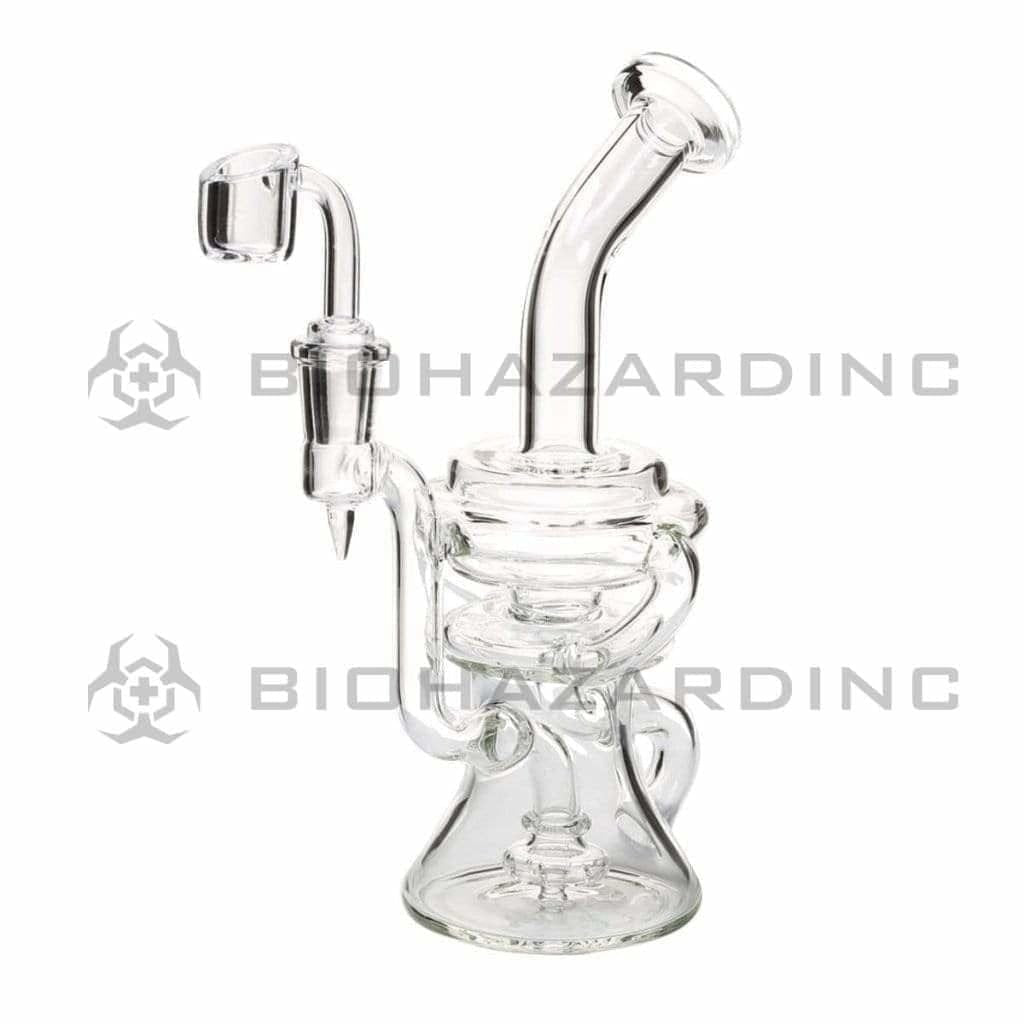Biohazard Inc Glass Dab Rig 9" Showerhead / Recycler Banger Hanger w/ Banger - Clear