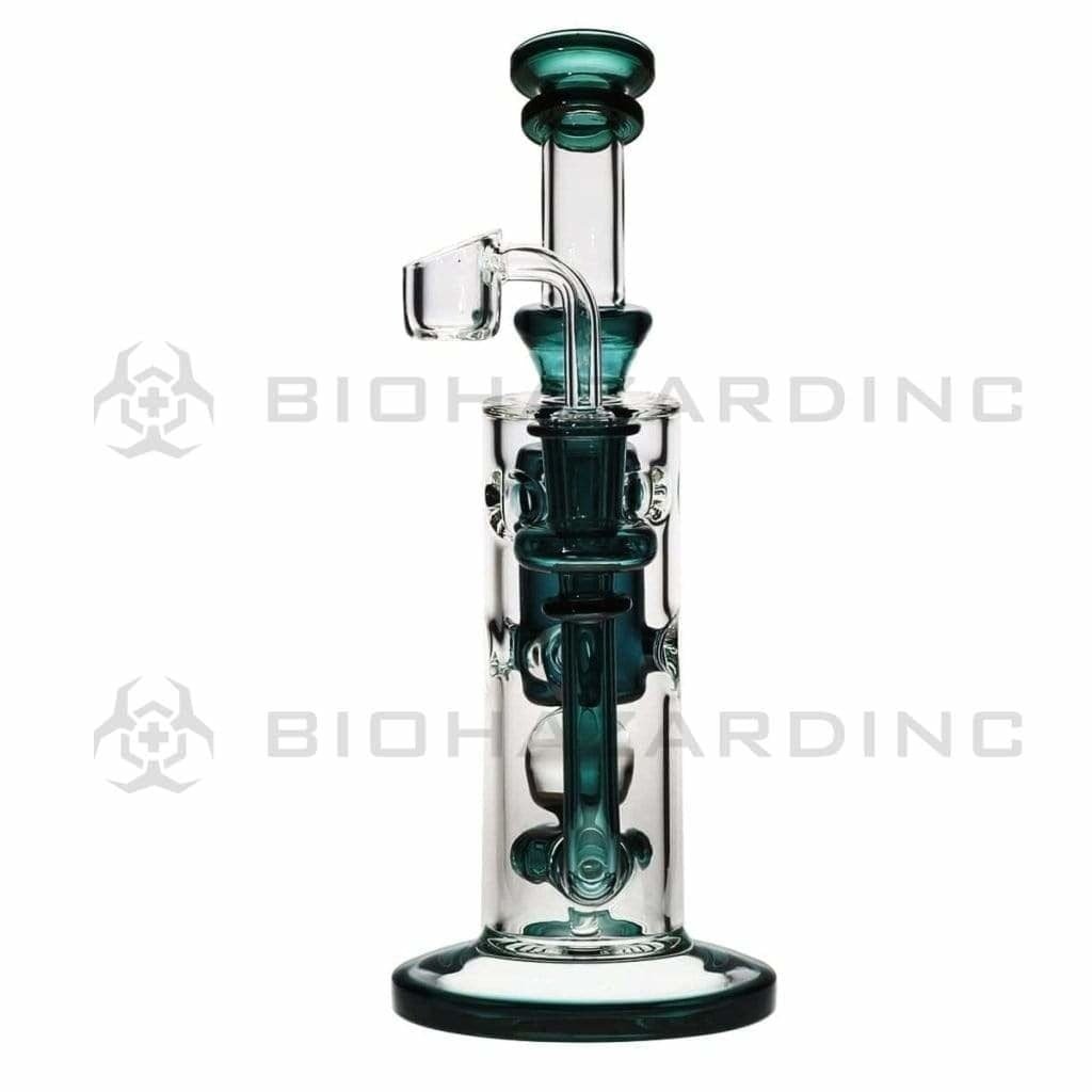 Biohazard Inc Glass Dab Rig 9" Showerhead / Swiss Banger Hanger w/ Banger - Lake Green
