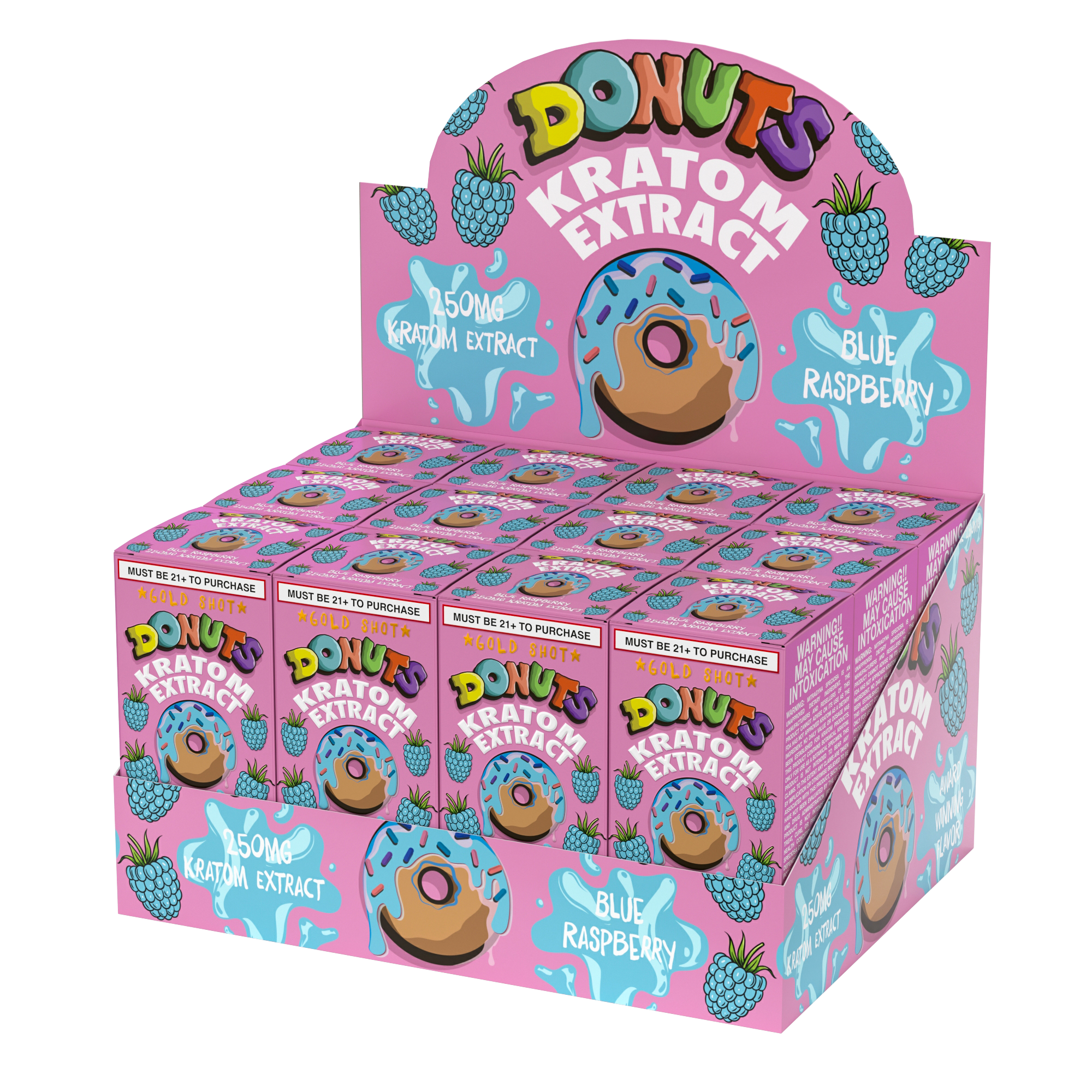 Kratom | Donuts Gold Shot Kratom | 250mg - Various Flavors - 12 Count