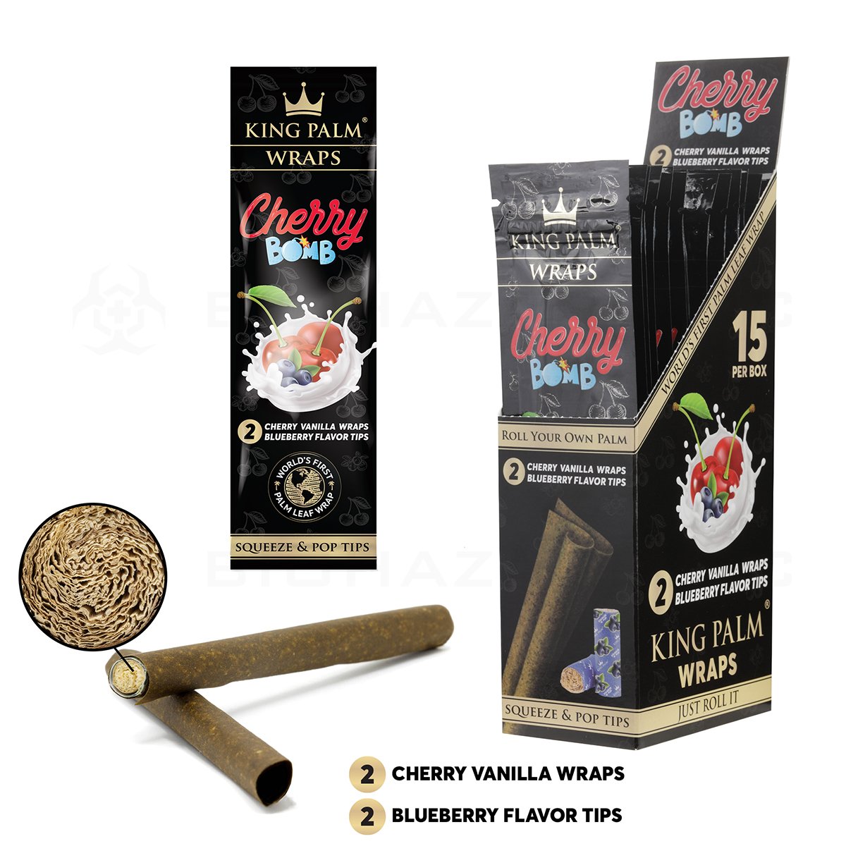 King Palm | Cherry Bomb Wraps 2-Packs | 15 CT