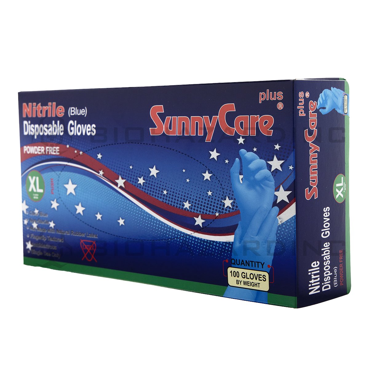 SunnyCare Nitrile Disposable Powder-Free Gloves | Extra Large | 100 Count