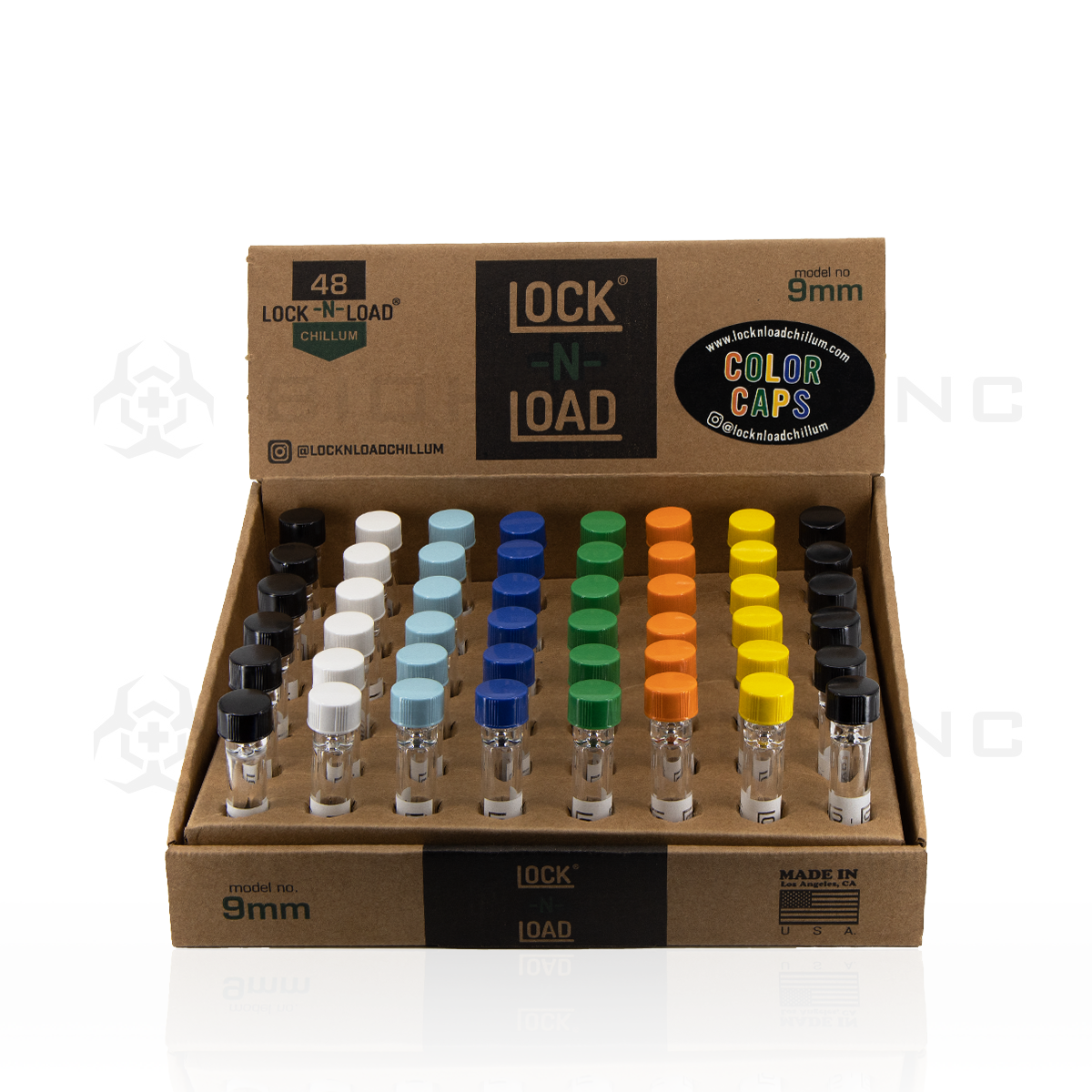 Lock-n-Load | 9mm Color Cap Chillums | 48 Count