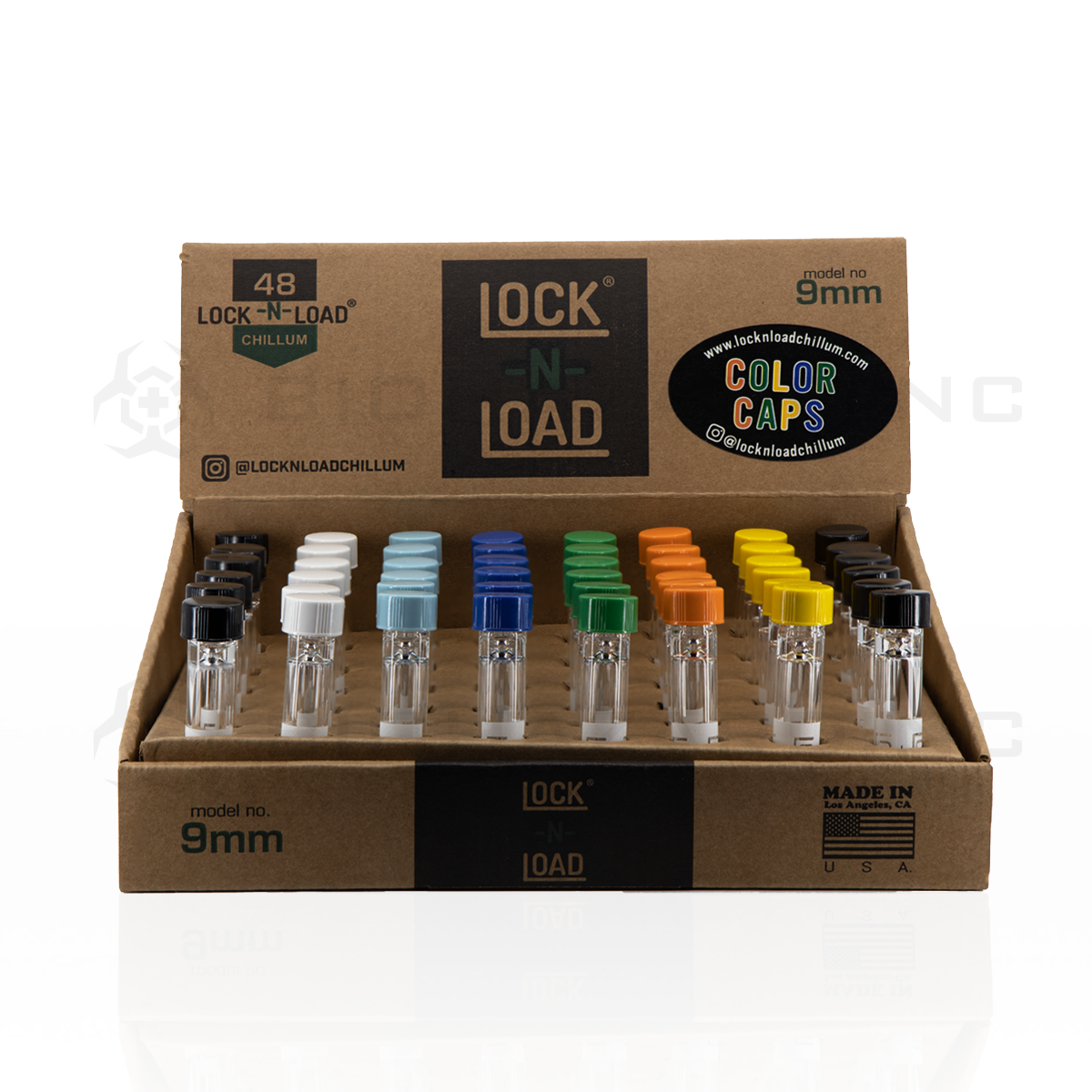 Lock-n-Load | 9mm Color Cap Chillums | 48 Count