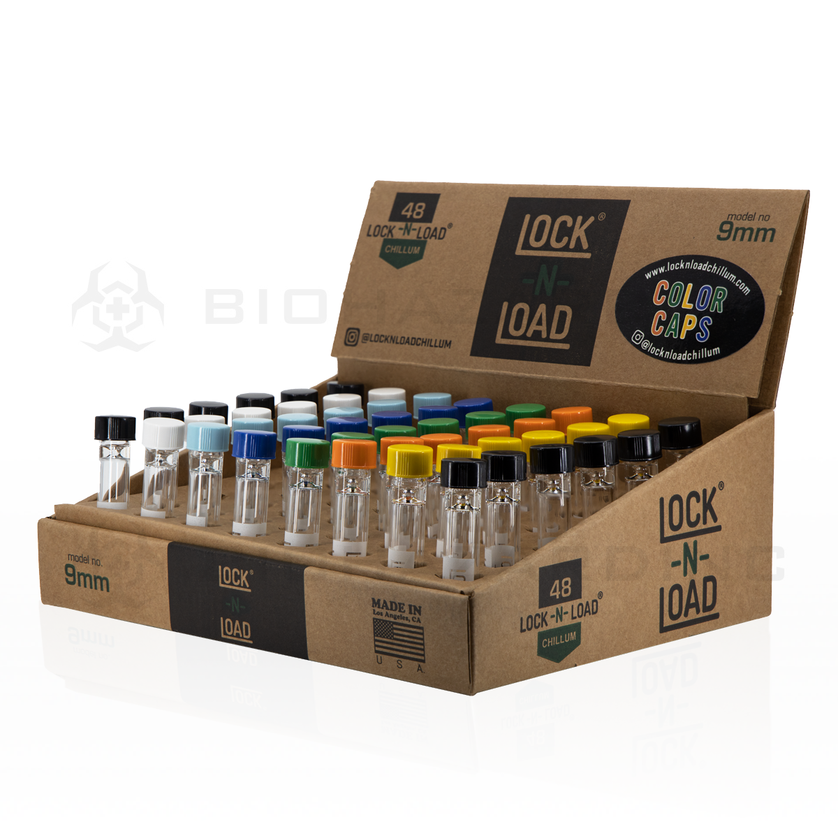 Lock-n-Load | 9mm Color Cap Chillums | 48 Count
