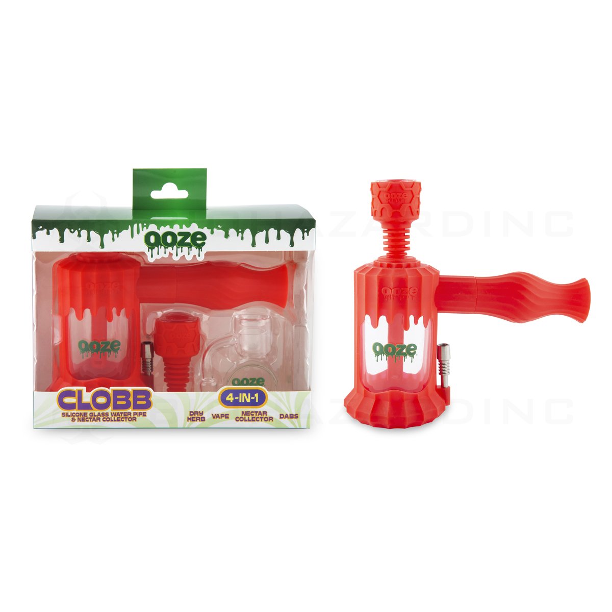 OOZE® | 4-in-1 CLOBB Silicone Nectar Collector & Water Pipe | Scarlet