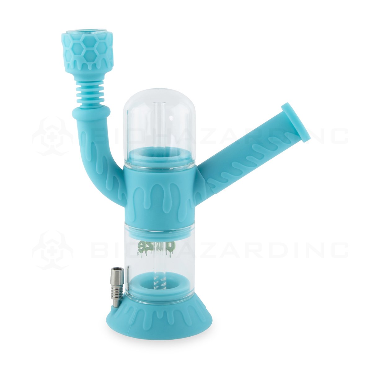 OOZE® | 4-in-1 CRANIUM Hybrid Silicone Nectar Collector & Water Pipe | Aqua Teal