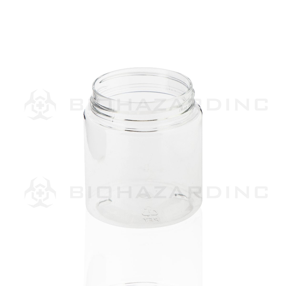 4 oz Clear Plastic Jars with Child Resistant White Cap | 100 Count