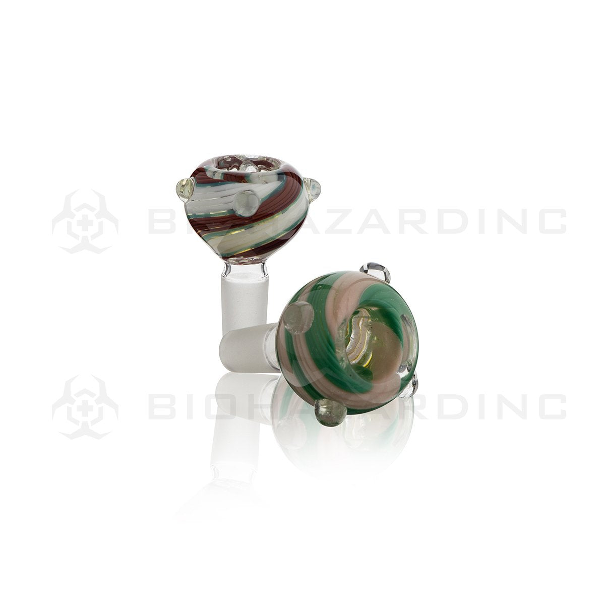 14mm Candy Cane Swirl Frit Bowl - Assorted Colors 5 Count
