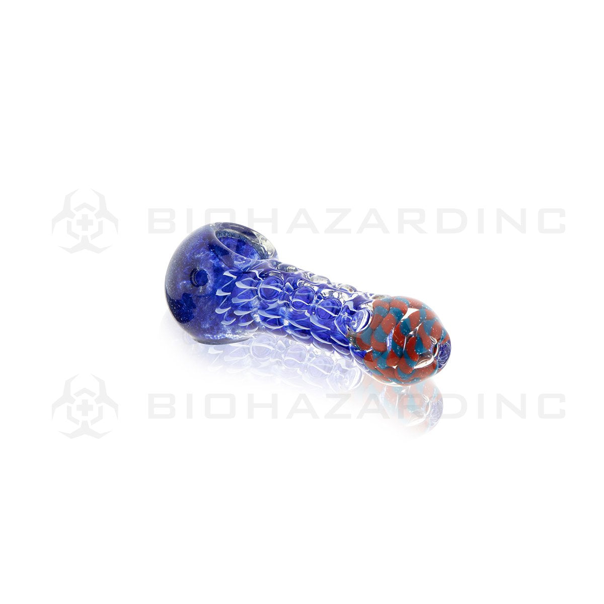 4" Heavy Hand Pipe | Frit Head Latticinio Body Marble | 5 pack